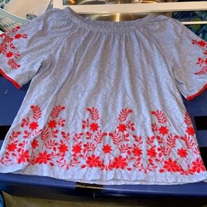 Talbots xl blue & pinkish/red shirt